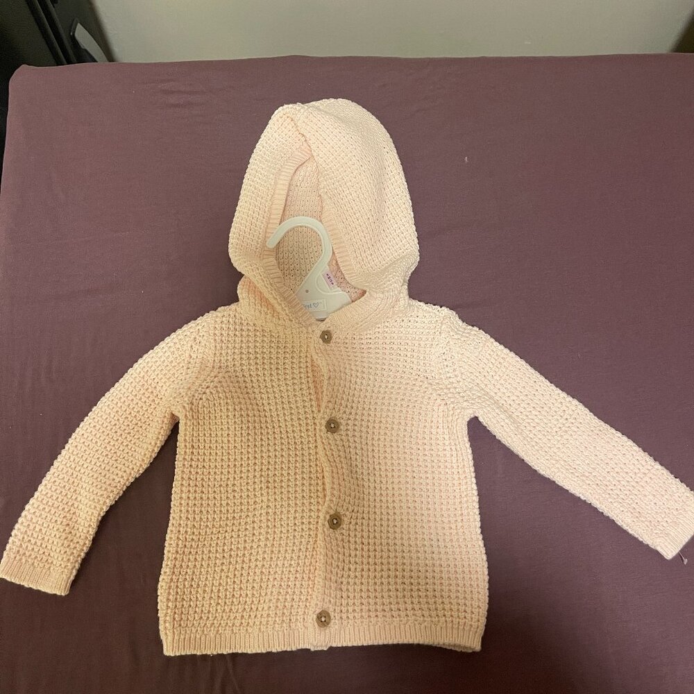 NWT Carter's light pink sweater Cable Knit Hooded - size 9month